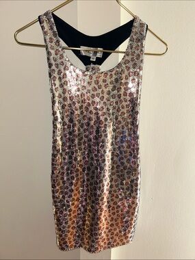 Sequin Leopard Print Tank Dress - Silver & Pink